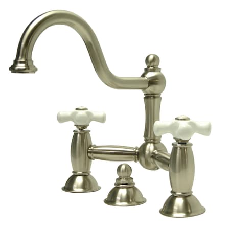 Kingston Brass KS3918PX Restoration Bathroom Bridge Faucet, Brushed Nickel KS3918PX